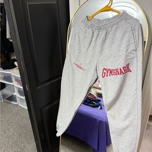 Gymshark Gray Sweatpants with Red Logo